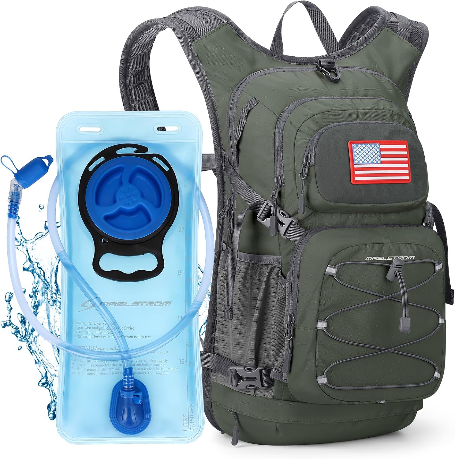 Maelstrom Hydration Backpack, Hiking Backpack with 2L Water Bladder, Running Hydration Vest for Cycling Hiking Rave for Men Women