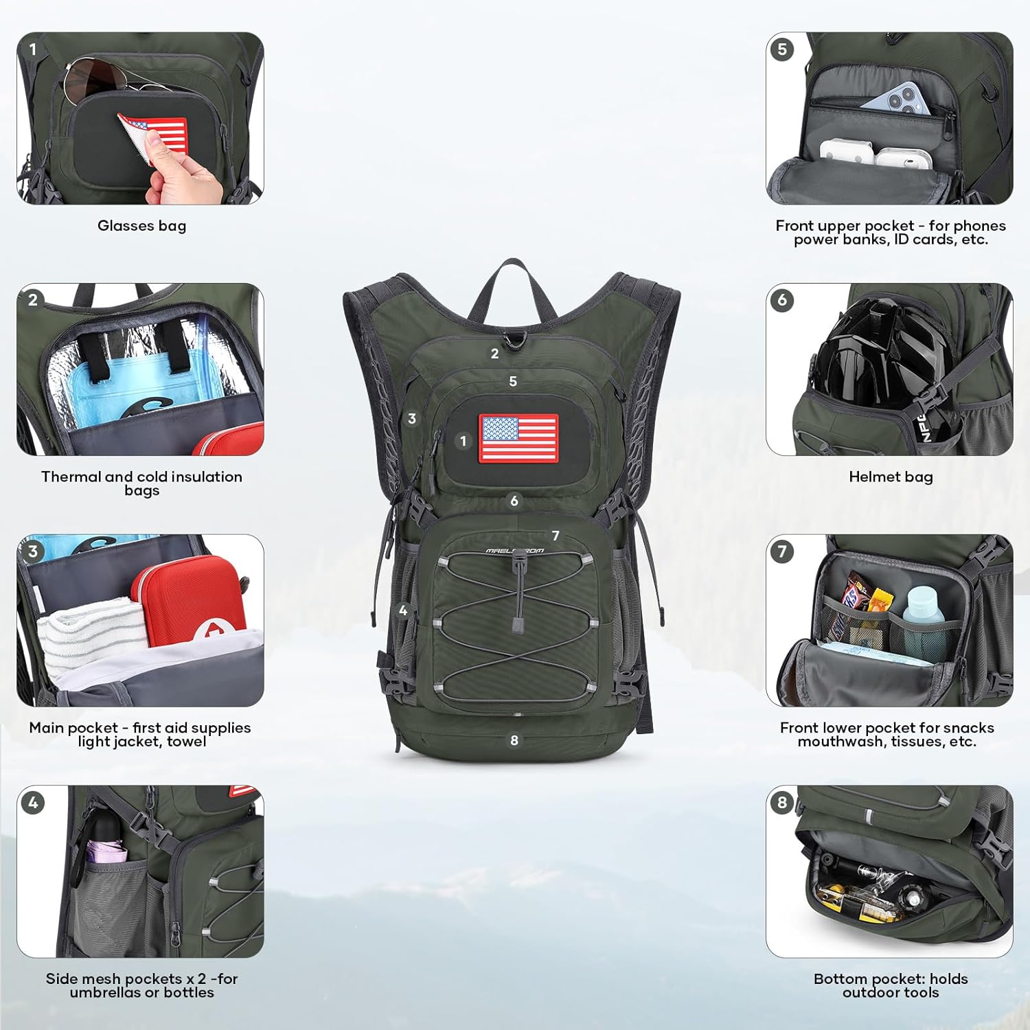 Maelstrom Hydration Backpack, Hiking Backpack with 2L Water Bladder, Running Hydration Vest for Cycling Hiking Rave for Men Women - Image 4